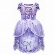 MISG Little Girls Belle Princess Costume Fancy Dresses Short Sleeves Ruffles Lace Halloween Party Dress up