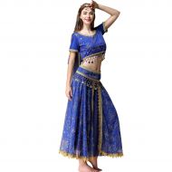 MISI CHAO Belly Dance Costume Bollywood Dress - Halloween Chiffon Dance Outfit Costumes with Head Veil for Women