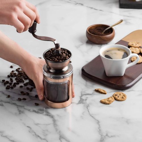  MITBAK Manual Coffee Grinder With Adjustable Settings| Sleek Hand Coffee Bean Burr Mill Great for French Press, Turkish, Espresso & More | Premium Coffee Gadgets are an Excellent C