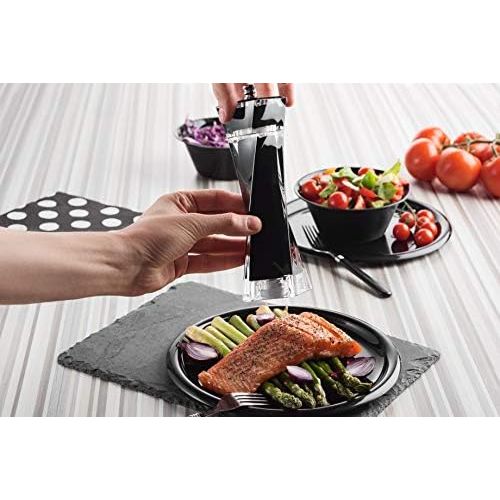  MITBAK Acrylic Black/White Salt and Pepper Grinders Set | Sea Salt and Pepper Mills Easy to Use and Equipped with Adjustable Coarseness And Ceramic Mechanism| Unique Kitchen | Prem