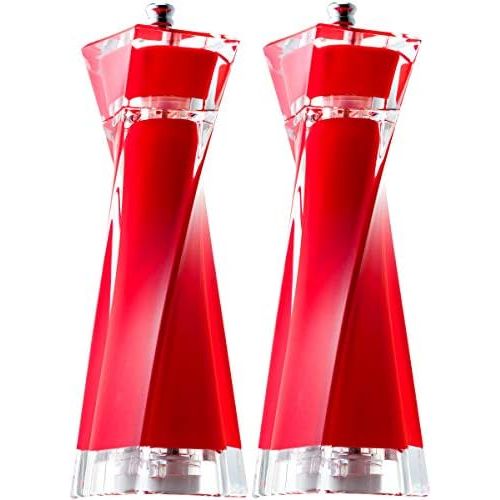  MITBAK Acrylic Red Salt and Pepper Grinders Set | Sea Salt and Pepper Mills Easy to Use and Equipped with Adjustable Coarseness And Ceramic Mechanism | Unique Kitchen Gadgets | Pre