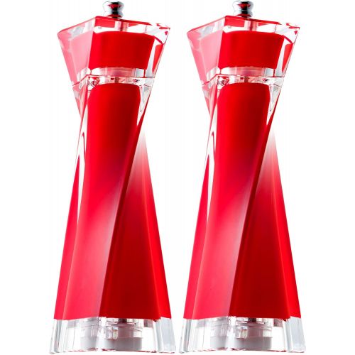  MITBAK Acrylic Red Salt and Pepper Grinders Set | Sea Salt and Pepper Mills Easy to Use and Equipped with Adjustable Coarseness And Ceramic Mechanism | Unique Kitchen Gadgets | Pre
