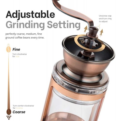  MITBAK Manual Coffee Grinder With Adjustable Settings Sleek Hand Coffee Bean Burr Mill Great for French Press, Turkish, Espresso & More Premium Coffee Gadgets are an Excellent Coff