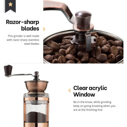  [아마존베스트]MITBAK Manual Coffee Grinder With Adjustable Settings| Sleek Hand Coffee Bean Burr Mill Great for French Press, Turkish, Espresso & More | Premium Coffee Gadgets are an Excellent C
