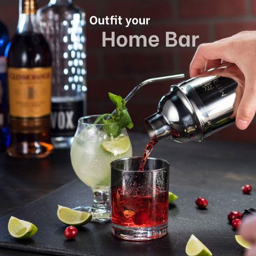  [아마존베스트]Mitbak Bartender Kit | 20-Piece Bar Accessories Set | Look Like A Pro With 25 OZ Cocktail Shaker Bottle, Strainer, Jigger, Steel Straws, Whiskey Stones & More | Excellent Gift