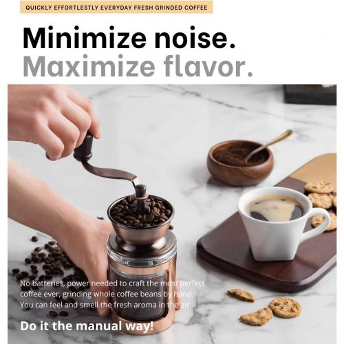  [아마존베스트]MITBAK Manual Coffee Grinder With Adjustable Settings| Sleek Hand Coffee Bean Burr Mill Great for French Press, Turkish, Espresso & More | Premium Coffee Gadgets are an Excellent C