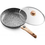 [아마존베스트]Mitbak 10-Inch Non-Stick Frying Pan with Lid | Granite Coating Nonstick Skillet with REMOVABLE Heat-Resistant Wooden Handle | Premium Cooking & Kitchen Utensil | Induction Compatib