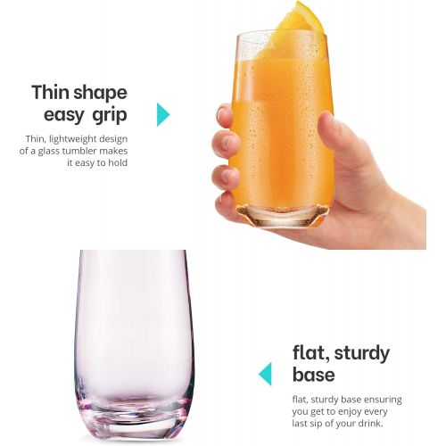  [아마존베스트]MITBAK 13- OZ Colored Highball Glasses (Set of 6) | Lead Free Drinking Glasses Tumblers for Mixed Drinks, Water, Juice beer, cocktail | Glassware Set, Excellent Gift | Glass Cups M