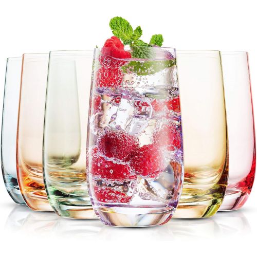  [아마존베스트]MITBAK 13- OZ Colored Highball Glasses (Set of 6) | Lead Free Drinking Glasses Tumblers for Mixed Drinks, Water, Juice beer, cocktail | Glassware Set, Excellent Gift | Glass Cups M