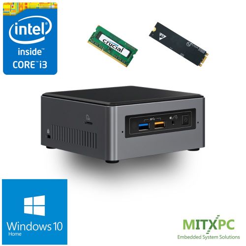  Intel BOXNUC7i3BNH Core i3-7100U NUC Mini PC w 4GB, 128GB M.2 SSD Windows 10 Home - Configured and Assembled by MITXPC