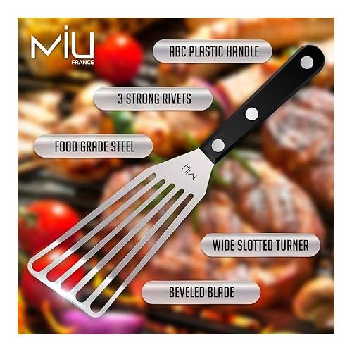  MIU Fish Spatula Stainless Steel, Flexible, Polished Metal, Corrosion Resistant, Kitchen Slotted Turner [Upgraded Version]