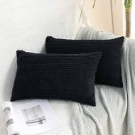[아마존베스트]MIULEE Pack of 2 Corduroy Soft Soild Decorative Square Throw Pillow Covers Cushion Cases Pillow Cases for Couch Sofa Bedroom Car 12 x 20 Inch 30 x 50 cm