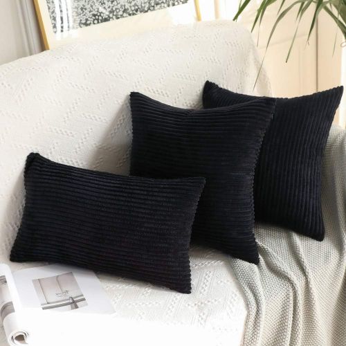  [아마존베스트]MIULEE Pack of 2 Corduroy Soft Soild Decorative Square Throw Pillow Covers Cushion Cases Pillow Cases for Couch Sofa Bedroom Car 12 x 20 Inch 30 x 50 cm