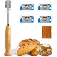 [아마존베스트]MIXC Bakers Knife, Baguette Knife with 5 Razor Blade, Dough Knife, Pretzel Knife, Scoring Knife for Cutting Baguette, Bread or Bread with Authentic Leather Protective Case