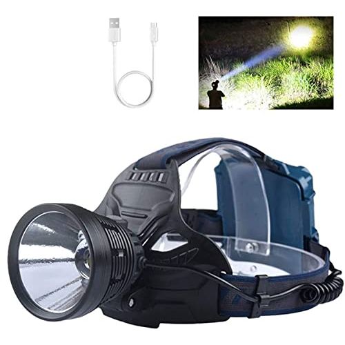  MIXILIN LED Headlamp Rechargeable, 10000 Lumens Super Bright Headlamps for Adults, KC06 Head Lamps with 4 Light Modes, Waterproof Rechargeable Headlamp with Warn Light, Adjustable Headlamp