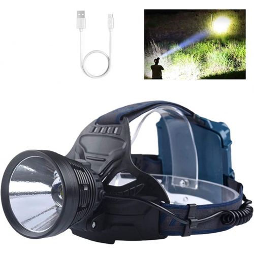  MIXILIN LED Headlamp Rechargeable, 10000 Lumens Super Bright Headlamps for Adults, KC06 Head Lamps with 4 Light Modes, Waterproof Rechargeable Headlamp with Warn Light, Adjustable Headlamp