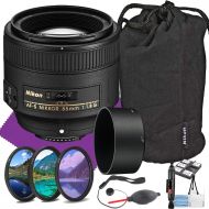 [아마존베스트]MJ | Nikon Intl Nikon AF S NIKKOR 85mm f/1.8G Fixed Lens with Auto Focus + Acessory Bundle and Cleaning Kit