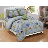 MK Home Mk Collection 8pc Full Comforter Set With Furry Dinosaur Pillow Dinosaur Gray Green Red Blue New