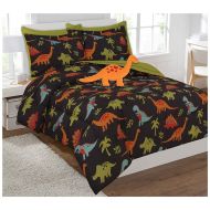 MK Home Mk Collection 6pc Twin Comforter Set Furry Dinosaur Pillow Dinosaur Brown Orange Green Blue Red