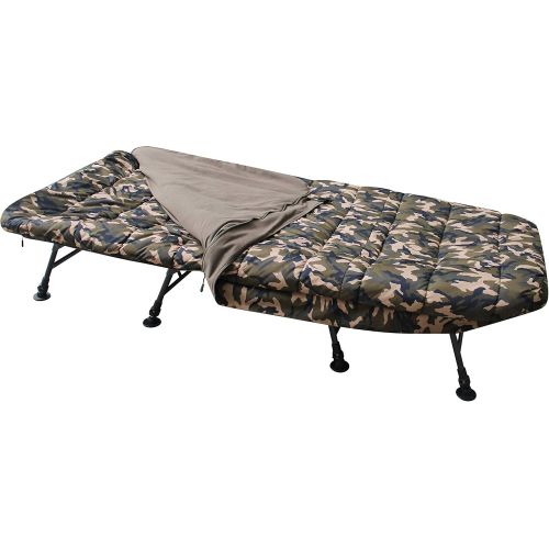  [아마존베스트]MK-Angelsport 8 Leg Lounger with Sleeping Bag Bedchair Camo Sleeping System Carp Lounger Garden Lounger Sleeping Bag