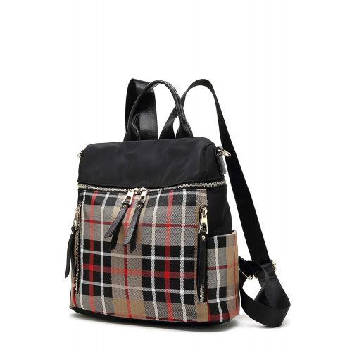  MKF Collection Nishi Plaid BackpackWaterproof Laptop Backpack for Travel School Daypack Neylon by Mia K. Farrow