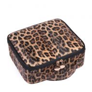 MKHDD Women Travel Makeup Bag Large Capacity Portable Organizer Case with Zipper Leopard Print Jewelry Gift