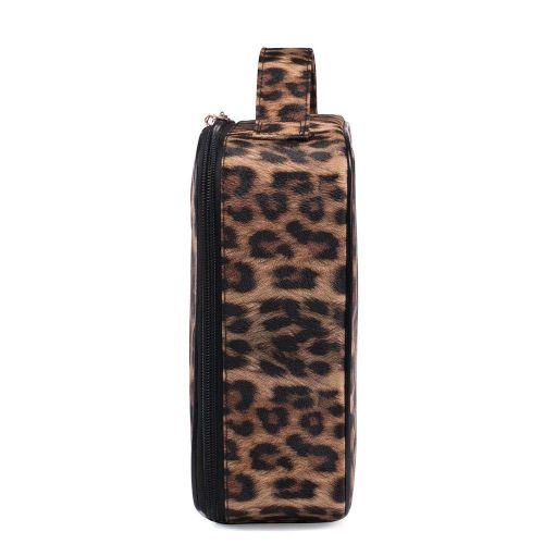  MKHDD Women Travel Makeup Bag Large Capacity Portable Organizer Case with Zipper Leopard Print Jewelry Gift