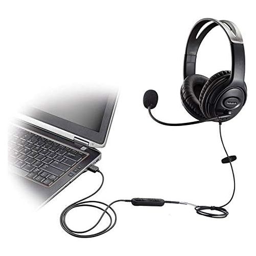  MKJ USB Headset with Microphone for Computer Laptop Noise Cancelling Headphone with Dragon Dictation Mic for PC Softphones Microsoft Teams Zoom Chat Online Teaching Webex Conference Ca