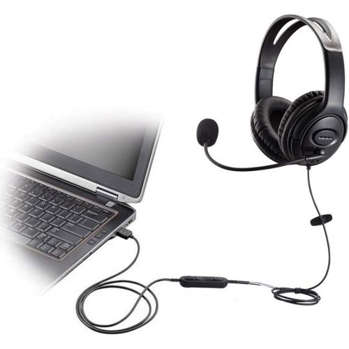  MKJ USB Headset with Microphone for Computer Laptop Noise Cancelling Headphone with Dragon Dictation Mic for PC Softphones Microsoft Teams Zoom Chat Online Teaching Webex Conference Ca