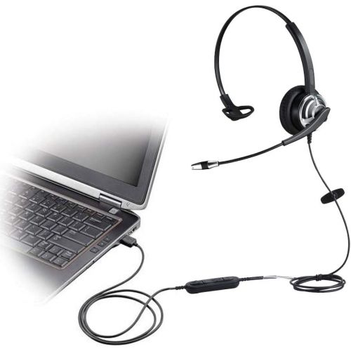  MKJ USB Telephone Headset with Microphone Computer PC Headset Dual Ear for Skype Chat, Online Learing, Conference Calls, Voice Chat, Softphones Call, Gaming etc