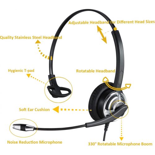  MKJ USB Telephone Headset with Microphone Computer PC Headset Dual Ear for Skype Chat, Online Learing, Conference Calls, Voice Chat, Softphones Call, Gaming etc