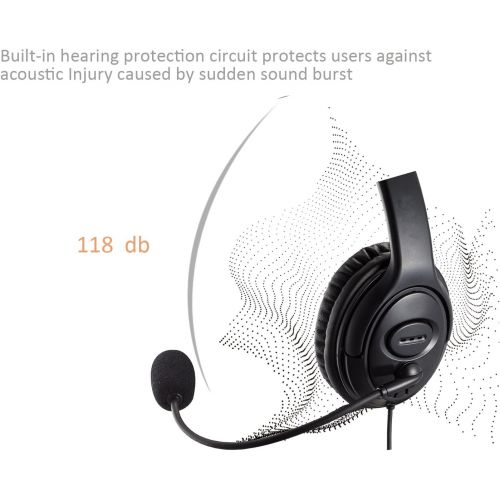  MKJ USB Telephone Headset with Microphone Computer PC Headset Dual Ear for Skype Chat, Online Learing, Conference Calls, Voice Chat, Softphones Call, Gaming etc