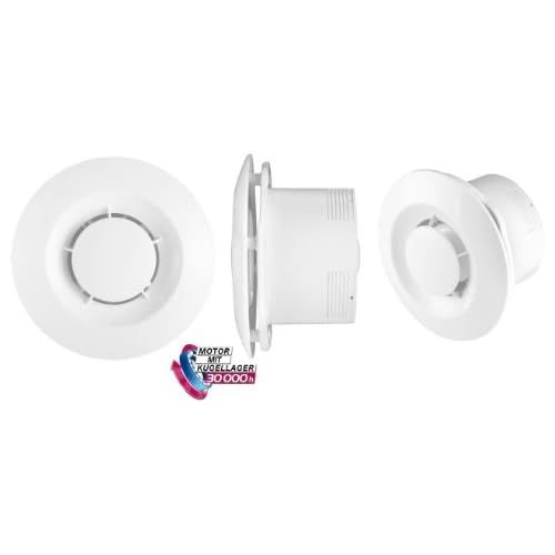  [아마존베스트]MKK Bathroom Extractor Fan with Ball Bearing and Flap Diameter 100mm Ceiling Fan Ceiling Fan White WXS Wall TIME-LAG
