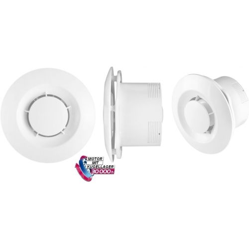  [아마존베스트]MKK Bathroom Extractor Fan with Ball Bearing and Flap Diameter 100mm Ceiling Fan Ceiling Fan White WXS Wall TIME-LAG