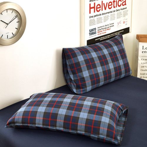  MKXI CLOTHKNOW Blue Checkered Duvet Cover Sets King Geometric Pattern 100% Cotton Grid Bedding Cover Sets for Boys Men Durable 1 Duvet Cover 2 Pillowcases no Comforter