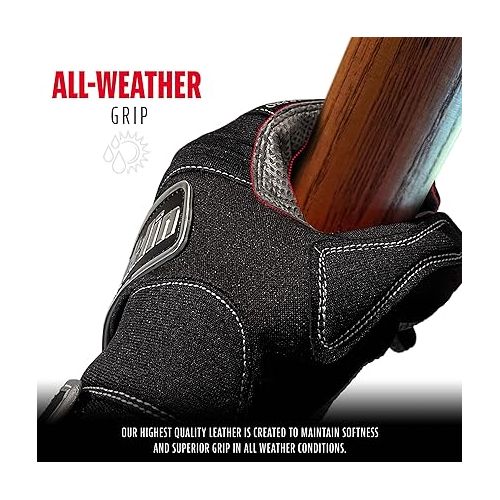  Franklin Sports MLB Batting Gloves - All Weather Pro Adult + Youth Batting Gloves Pair - Cold Weather Gloves - Baseball + Softball Batting Gloves