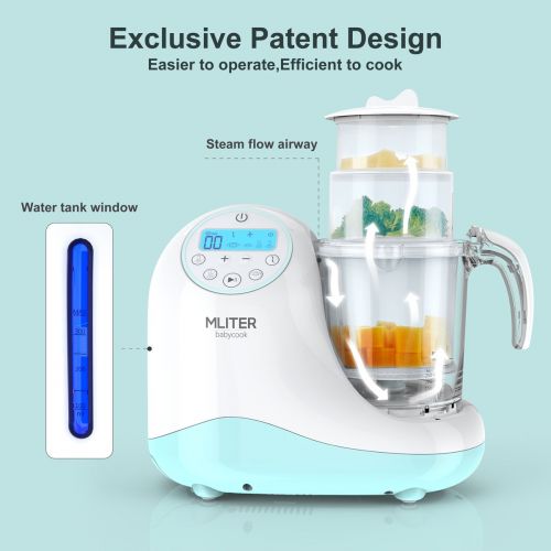  MLITER All in One Baby Food Maker with Steam Cooker, Blender, Chopper, Sterilizer & Warmer for Organic Food Cooking, Pureeing & Reheating - BPA Free Food Processor with 3 Baskets &