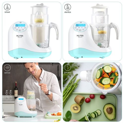  MLITER All in One Baby Food Maker with Steam Cooker, Blender, Chopper, Sterilizer & Warmer for Organic Food Cooking, Pureeing & Reheating - BPA Free Food Processor with 3 Baskets &