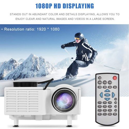  MLL Mini Projector LED HD Video Projector for Home Theater iPhone Android Smartphones Supporting 1080P 45,000 Hours Lamp Life Compatible
