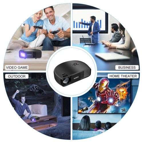  MLL Mini Projector Full HD Video Projector Support 1080P 2HDMI 2USB VGA AV Headphone Jack Compatible Home Theater Laptop DVD TV Stick