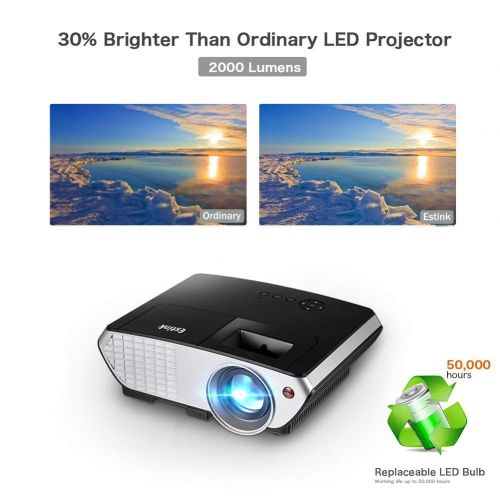  MLL Mini Projector Multimedia Video Projector 2000 Lumens Support 1080P with Optical Keystone USBAVHDMIVGA Interface Ideal for Home Cinema