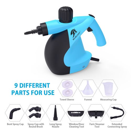  MLMLANT Handheld Pressurized Steam Cleaner with 11 Pieces Accessory Set Multipurpose and MultiSurface All Natural Chemical Free Steam Cleaning for Home Auto Patio More (Upgrade)