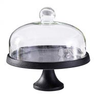 MM European-style Cake Stand, Ceramic Cake Tray with Dome Cover, Dessert Display Stand, Home and Business Decoration, Black, 9inch/11inch