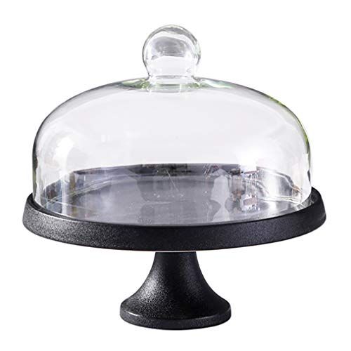  MM European-style Cake Stand, Ceramic Cake Tray with Dome Cover, Dessert Display Stand, Home and Business Decoration, Black, 9inch/11inch