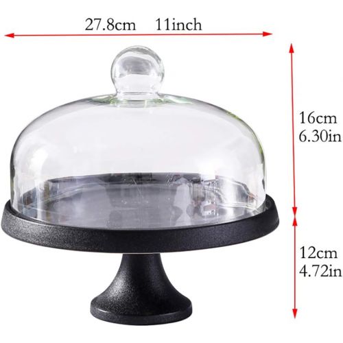  MM European-style Cake Stand, Ceramic Cake Tray with Dome Cover, Dessert Display Stand, Home and Business Decoration, Black, 9inch/11inch