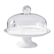 MM Ceramic Cake Stand with Dome Cover, European-style Minimalist Dessert Table Cake Display Tray, Cake Shop Living Room Home Decoration, White