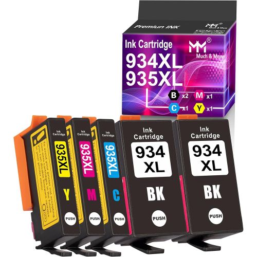  MM MUCH & MORE Compatible Ink Cartridge Replacement or HP 934 XL 935 XL 934XL 935XL for OfficeJet 6230 6830 6835 6836 6800 6812 6815 6820 6822 6825 Printers (5-Pack, 2 Black, Cyan,