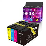 MM MUCH & MORE Compatible Ink Cartridge Replacement for HP 950XL 951XL 950 XL 951 XL to use with OfficeJet Pro 8100 8600 8610 8615 8620 8625 276dw 251dw Printer (4-Pack, Black, Cya