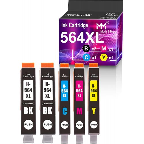  MM MUCH & MORE Much&More Compatible Ink Cartridge Replacement for HP 564XL 564 Work for Photosmart 5510 5511 5512 5514 5515 5520 5522 B209 B210 Officejet 4610 4622 Deskjet 3521 3526 (5 Pack, 2 x