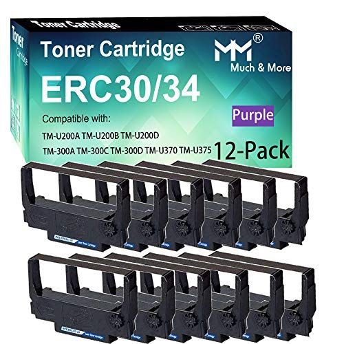  MM MUCH & MORE (12-Pack, Purple) Compatible ERC-30 ERC 30 34 38 Ribbon for use in Epson M119 M119B M119D M133A M270 M17-JB M52-JB TM-U325 TM-U370 TM-U375 TM-200 TM-260 Printer, by MuchMore